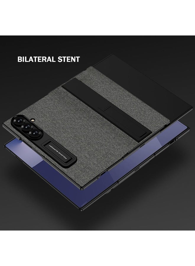 CATANES حافظة قابلة للطي من ألكانترا لجهاز سامسونج جالاكسي Z TriFold – نسيج قماشي، مضادة للصدمات وحماية للكاميرا، رمادي - Image 5